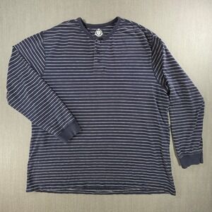 Trademark Henley Long Sleeve Men XL Blue Striped Cotton Pullover Shirt